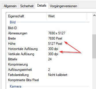 Eigenschaften der Bildgroesse